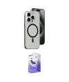 ieg™ iPhone 15 Pro Max Kılıf Odak Form Özel Seri - Siyah Bilvis 5in1 5D Magic Hayalet Cam Ekran Koruyucu