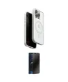 ieg™ iPhone 15 Pro Max Kılıf Pusula Form Serisi - Siyah 3D Antistatik Hayalet Cam Ekran Koruyucu