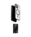 ieg™ iPhone 15 Pro Max Kılıf Pusula Form Serisi - Siyah 3D Antistatik Hayalet Cam Ekran Koruyucu