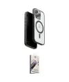 ieg™ iPhone 15 Pro Max Kılıf Pusula Form Serisi - Siyah Bilvis 3D Mat Cam Ekran Koruyucu