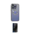ieg™ iPhone 15 Pro Max Kılıf Pusula Form - Siyah 3D Antistatik Hayalet Cam Ekran Koruyucu