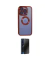 ieg™ iPhone 15 Pro Max Kılıf Pusula Form - Siyah 3D Antistatik Hayalet Cam Ekran Koruyucu