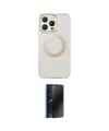 ieg™ iPhone 15 Pro Max Kılıf Pusula Form - Siyah 3D Antistatik Hayalet Cam Ekran Koruyucu