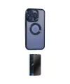 ieg™ iPhone 15 Pro Max Kılıf Pusula Form - Siyah 3D Antistatik Hayalet Cam Ekran Koruyucu