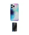 ieg™ iPhone 15 Pro Max Kılıf Pusula Form - Siyah 3D Antistatik Hayalet Cam Ekran Koruyucu