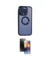 ieg™ iPhone 15 Pro Max Kılıf Pusula Form - Siyah 3D Antistatik Mat Seramik Nano Ekran Koruyucu