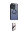 ieg™ iPhone 15 Pro Max Kılıf Pusula Form - Siyah Bilvis 3D Mat Cam Ekran Koruyucu