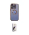 ieg™ iPhone 15 Pro Max Kılıf Pusula Form - Siyah Bilvis 3D Mat Cam Ekran Koruyucu