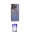 ieg™ iPhone 15 Pro Max Kılıf Pusula Form - Siyah Bilvis 5in1 3D Magic Cam Ekran Koruyucu