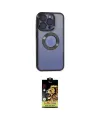 ieg™ iPhone 15 Pro Max Kılıf Pusula Form - Siyah Buffer Cam Ekran Koruyucu