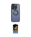 ieg™ iPhone 15 Pro Max Kılıf Pusula Form - Siyah Buffer Hayalet Cam Ekran Koruyucu