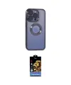 ieg™ iPhone 15 Pro Max Kılıf Pusula Form - Siyah Buffer Hayalet Cam Ekran Koruyucu
