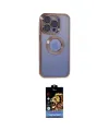 ieg™ iPhone 15 Pro Max Kılıf Pusula Form - Siyah Buffer Hayalet Cam Ekran Koruyucu
