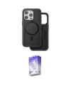 ieg™ iPhone 15 Pro Max Kılıf Pusula Işık Koleksiyonu - Siyah Bilvis 5in1 3D Magic Cam Ekran Koruyucu