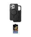 ieg™ iPhone 15 Pro Max Kılıf Pusula Işık Koleksiyonu - Siyah Buffer Hayalet Cam Ekran Koruyucu