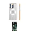 ieg™ iPhone 15 Pro Max Kılıf Pusula Minimal Koleksiyonu - Şeffaf 360 Full Body Arka Koruyucu