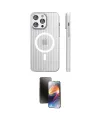 ieg™ iPhone 15 Pro Max Kılıf Pusula Minimal Koleksiyonu - Siyah 3D Antistatik Mat Seramik Nano Ekran Koruyucu