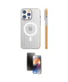 ieg™ iPhone 15 Pro Max Kılıf Pusula Minimal Koleksiyonu - Siyah 3D Antistatik Mat Seramik Nano Ekran Koruyucu
