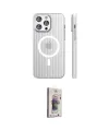 ieg™ iPhone 15 Pro Max Kılıf Pusula Minimal Koleksiyonu - Siyah Bilvis 3D Cam Ekran Koruyucu