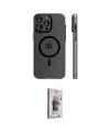 ieg™ iPhone 15 Pro Max Kılıf Pusula Minimal Koleksiyonu - Siyah Bilvis 3D Cam Ekran Koruyucu