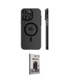 ieg™ iPhone 15 Pro Max Kılıf Pusula Minimal Koleksiyonu - Siyah Bilvis Hayalet Cam Ekran Koruyucu