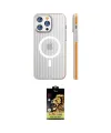 ieg™ iPhone 15 Pro Max Kılıf Pusula Minimal Koleksiyonu - Siyah Buffer Cam Ekran Koruyucu