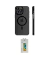 ieg™ iPhone 15 Pro Max Kılıf Pusula Minimal Koleksiyonu - Siyah Polymer Nano Ekran Koruyucu