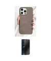 ieg™ iPhone 15 Pro Max Kılıf Pusula Modern - Siyah 3D Antistatik Hayalet Cam Ekran Koruyucu