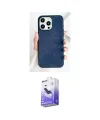 ieg™ iPhone 15 Pro Max Kılıf Pusula Modern - Siyah Bilvis 5in1 5D Magic Hayalet Cam Ekran Koruyucu