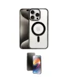 ieg™ iPhone 15 Pro Max Kılıf Siluet Çizgi Serisi - Siyah 3D Antistatik Mat Seramik Nano Ekran Koruyucu