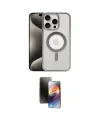 ieg™ iPhone 15 Pro Max Kılıf Siluet Çizgi Serisi - Siyah 3D Antistatik Mat Seramik Nano Ekran Koruyucu