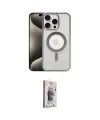 ieg™ iPhone 15 Pro Max Kılıf Siluet Çizgi Serisi - Siyah Bilvis 3D Cam Ekran Koruyucu