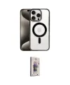 ieg™ iPhone 15 Pro Max Kılıf Siluet Çizgi Serisi - Siyah Bilvis 3D Cam Ekran Koruyucu