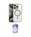 ieg™ iPhone 15 Pro Max Kılıf Siluet Çizgi Serisi - Siyah Bilvis 5in1 3D Magic Cam Ekran Koruyucu