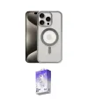 ieg™ iPhone 15 Pro Max Kılıf Siluet Çizgi Serisi - Siyah Bilvis 5in1 3D Magic Cam Ekran Koruyucu