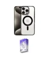 ieg™ iPhone 15 Pro Max Kılıf Siluet Çizgi Serisi - Siyah Bilvis 5in1 3D Magic Cam Ekran Koruyucu