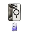 ieg™ iPhone 15 Pro Max Kılıf Siluet Çizgi Serisi - Siyah Bilvis 5in1 5D Magic Hayalet Cam Ekran Koruyucu