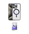 ieg™ iPhone 15 Pro Max Kılıf Siluet Çizgi Serisi - Siyah Bilvis 5in1 5D Magic Hayalet Cam Ekran Koruyucu
