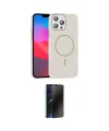 ieg™ iPhone 15 Pro Max Kılıf Siluet Doku Özel Seri - Siyah 3D Antistatik Hayalet Cam Ekran Koruyucu