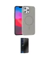 ieg™ iPhone 15 Pro Max Kılıf Siluet Doku Özel Seri - Siyah 3D Antistatik Hayalet Cam Ekran Koruyucu