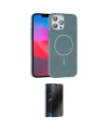 ieg™ iPhone 15 Pro Max Kılıf Siluet Doku Özel Seri - Siyah 3D Antistatik Hayalet Cam Ekran Koruyucu