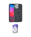 ieg™ iPhone 15 Pro Max Kılıf Siluet Doku Özel Seri - Siyah Bilvis 5in1 3D Magic Cam Ekran Koruyucu