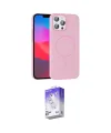 ieg™ iPhone 15 Pro Max Kılıf Siluet Doku Özel Seri - Siyah Bilvis 5in1 3D Magic Cam Ekran Koruyucu