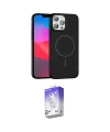 ieg™ iPhone 15 Pro Max Kılıf Siluet Doku Özel Seri - Siyah Bilvis 5in1 3D Magic Cam Ekran Koruyucu