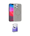 ieg™ iPhone 15 Pro Max Kılıf Siluet Doku Özel Seri - Siyah Bilvis 5in1 5D Magic Hayalet Cam Ekran Koruyucu