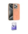 ieg™ iPhone 15 Pro Max Kılıf Siluet Doku Özel Seri - Siyah Bilvis 5in1 5D Magic Hayalet Cam Ekran Koruyucu