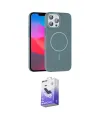 ieg™ iPhone 15 Pro Max Kılıf Siluet Doku Özel Seri - Siyah Bilvis 5in1 5D Magic Hayalet Cam Ekran Koruyucu