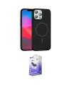 ieg™ iPhone 15 Pro Max Kılıf Siluet Doku Özel Seri - Siyah Bilvis 5in1 5D Magic Hayalet Cam Ekran Koruyucu