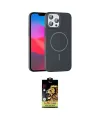 ieg™ iPhone 15 Pro Max Kılıf Siluet Doku Özel Seri - Siyah Buffer Cam Ekran Koruyucu