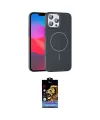ieg™ iPhone 15 Pro Max Kılıf Siluet Doku Özel Seri - Siyah Buffer Hayalet Cam Ekran Koruyucu